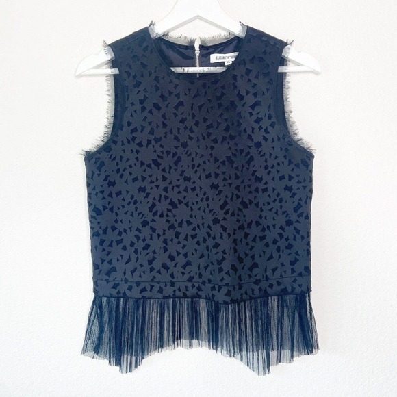 Elizabeth and James Laser Cut Asymmetric Lace Detail Sleeveless Top Sz XS - Picture 2 of 10